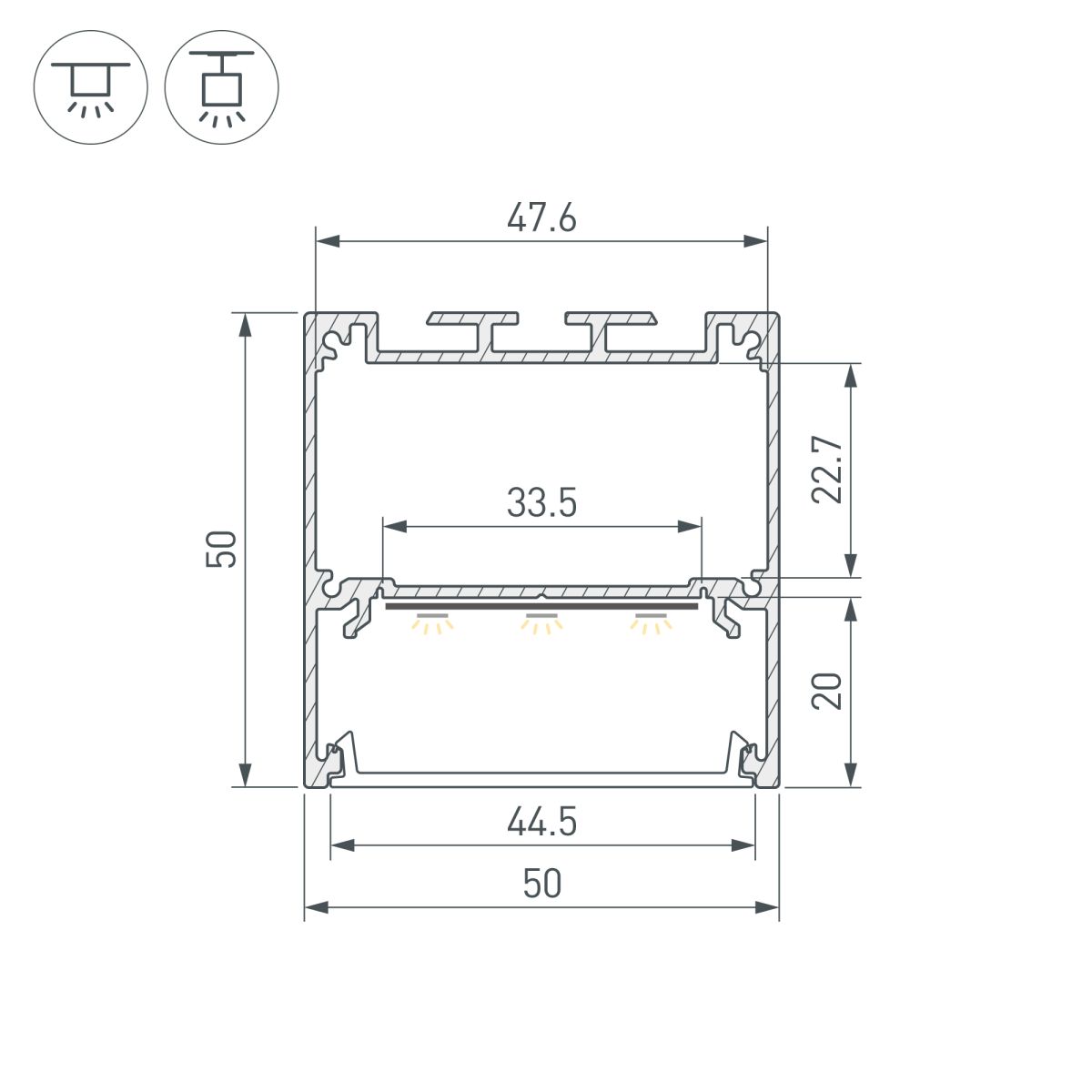 Профиль Arlight SL-LINE-5050-2000 ANOD с рефлектором (Алюминий) 064465