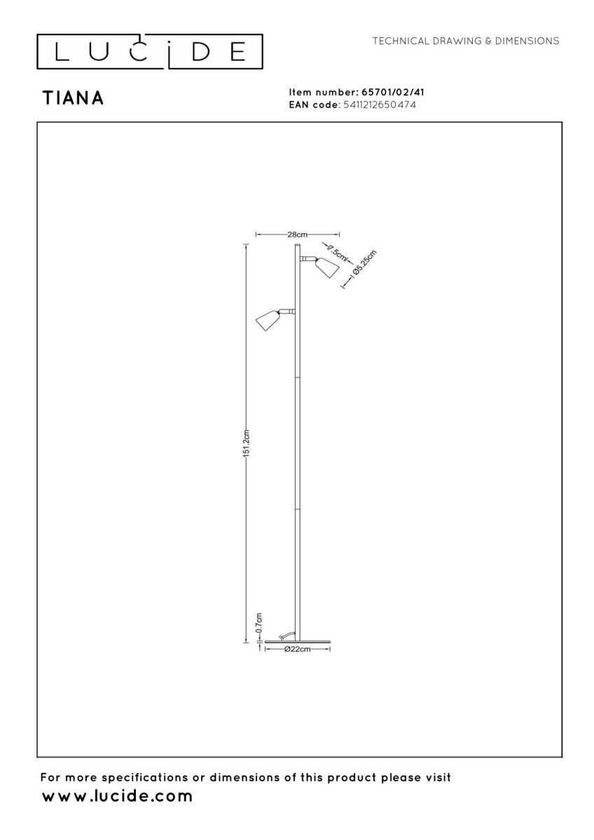 Торшер Lucide Tiana 65701/02/41