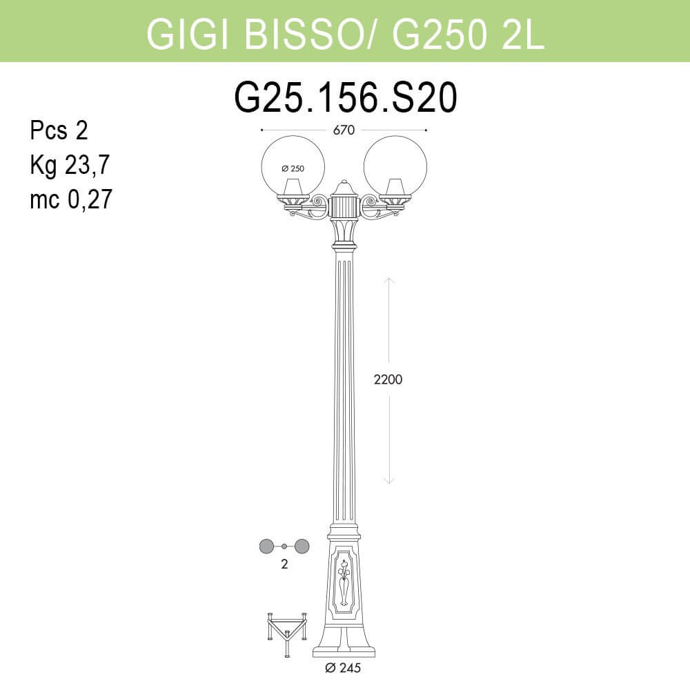 Уличный фонарь Fumagalli Gigi Bisso/G250 G25.156.S20.AYE27