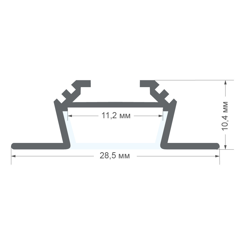 Профиль угловой накладной Apeyron ширина ленты до 10мм (рассеиватель, заглушки - 2шт) 08-03-ЧБ