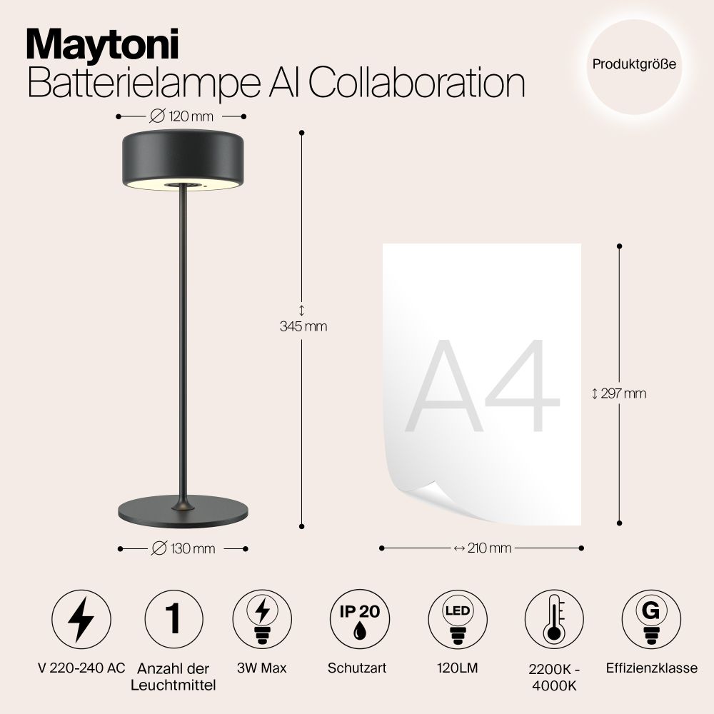 Аккумуляторная настольная лампа Maytoni AI Collaboration MOD229TL-L3B3K2