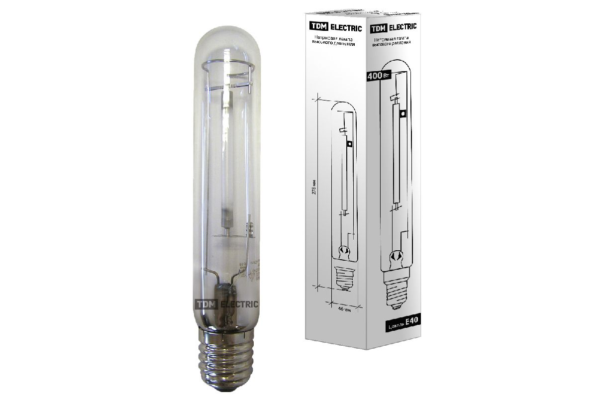 Лампа натриевая высокого давления TDM Electric E40 400W 2100K прозрачная SQ0325-0005