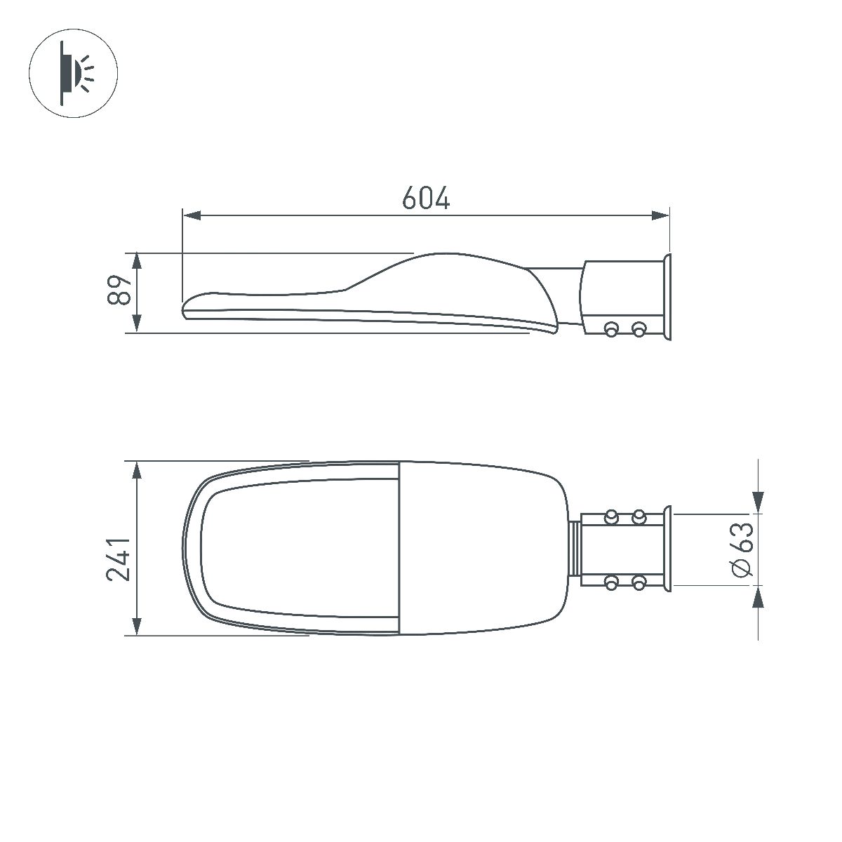 Уличный консольный светильник Arlight OXOR-TURI-604х241-80W Day4000 (GR, 144x75 deg, 230V) 053872