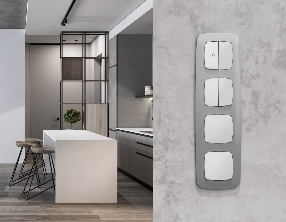 Комплект механизма 2-клавишного перекрестного выключателя Ambrella Volt 10A-250V OMEGA MO103030 Белый глянец QUANT (OP1030, VM125)