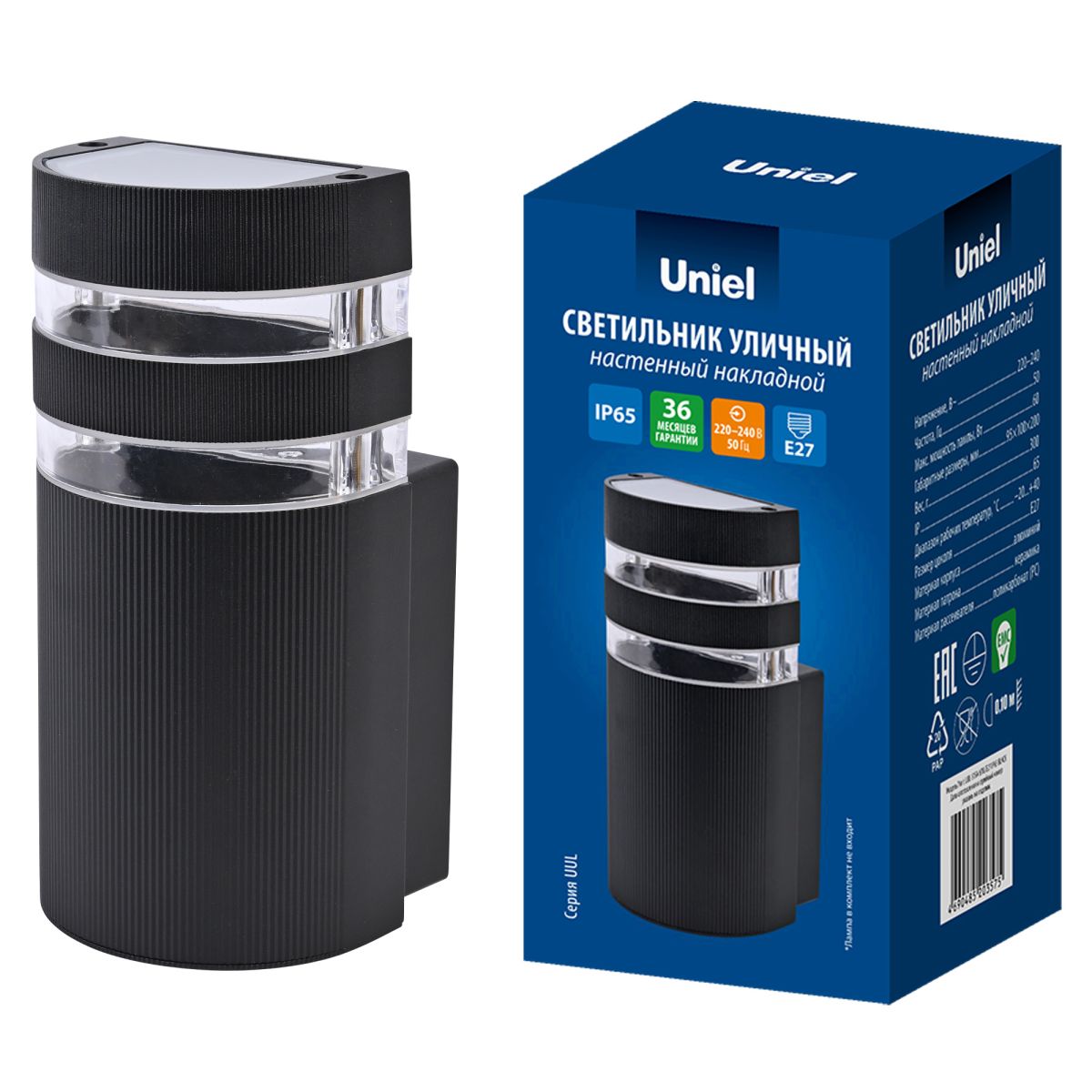 Уличный настенный светильник Uniel UL-00013476 UWL-K03R 60W/E27 IP65 WHITE