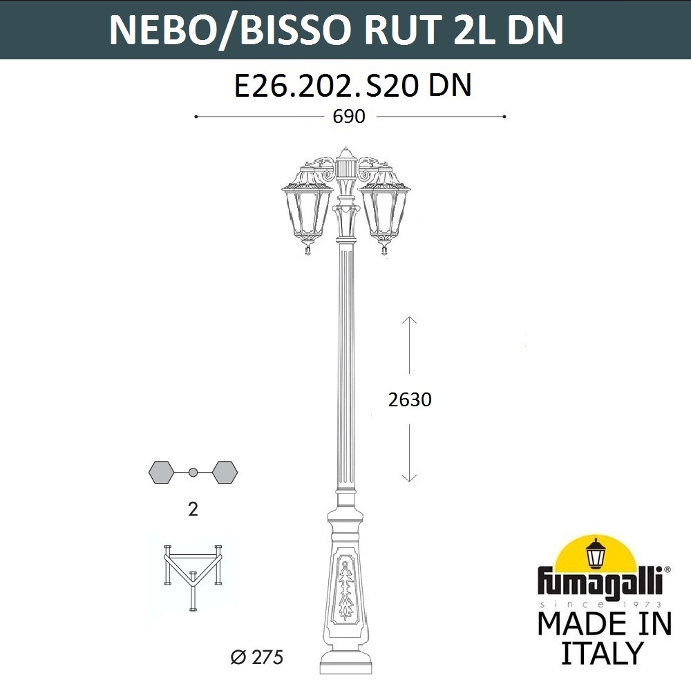 Садово-парковый светильник Fumagalli NEBO BISSO/RUT 2L DN E26.202.S20.AXE27 DN