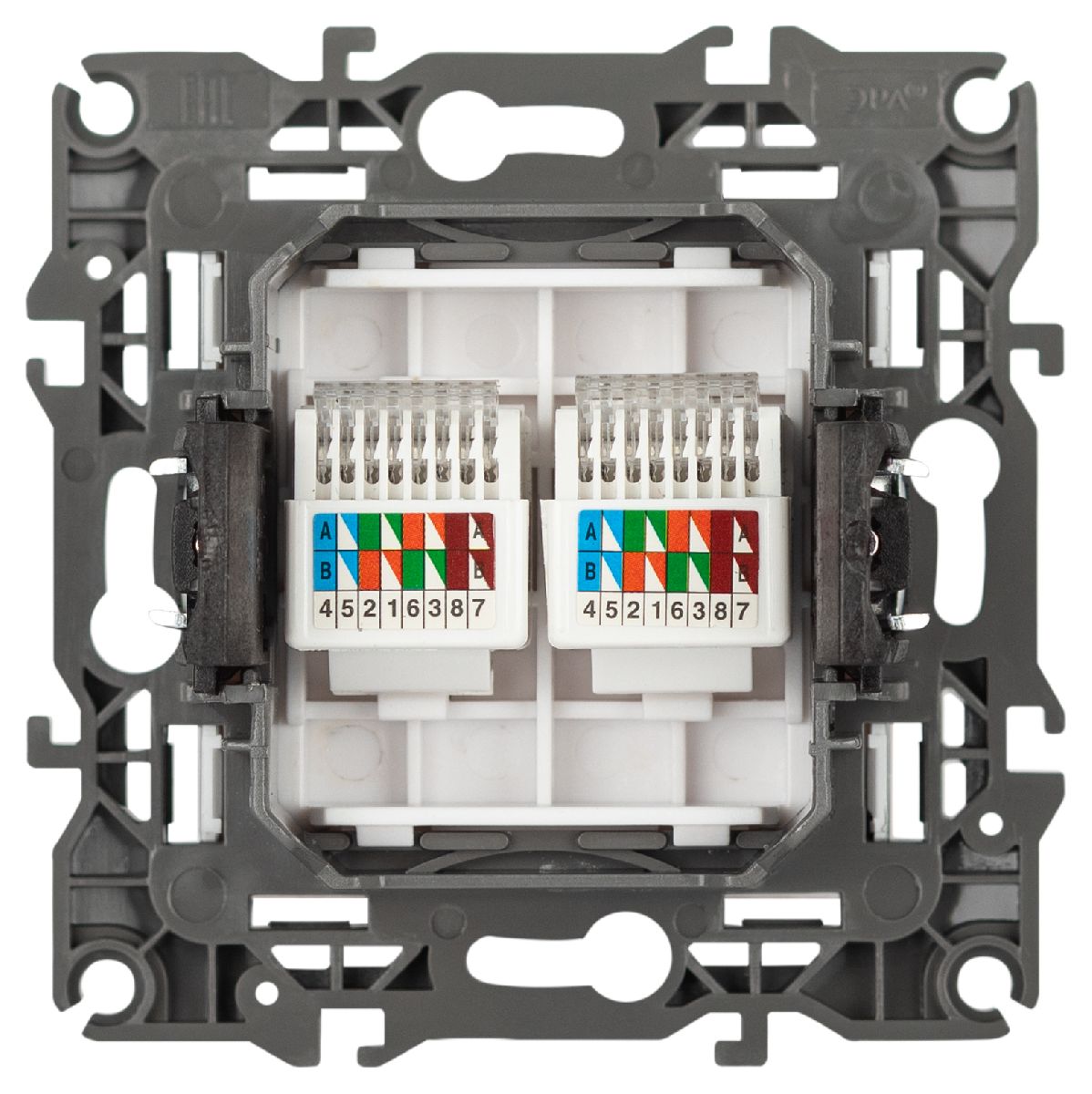 Розетка компьютерная двойная RJ45 Эра 12-3108-01М Б0065686