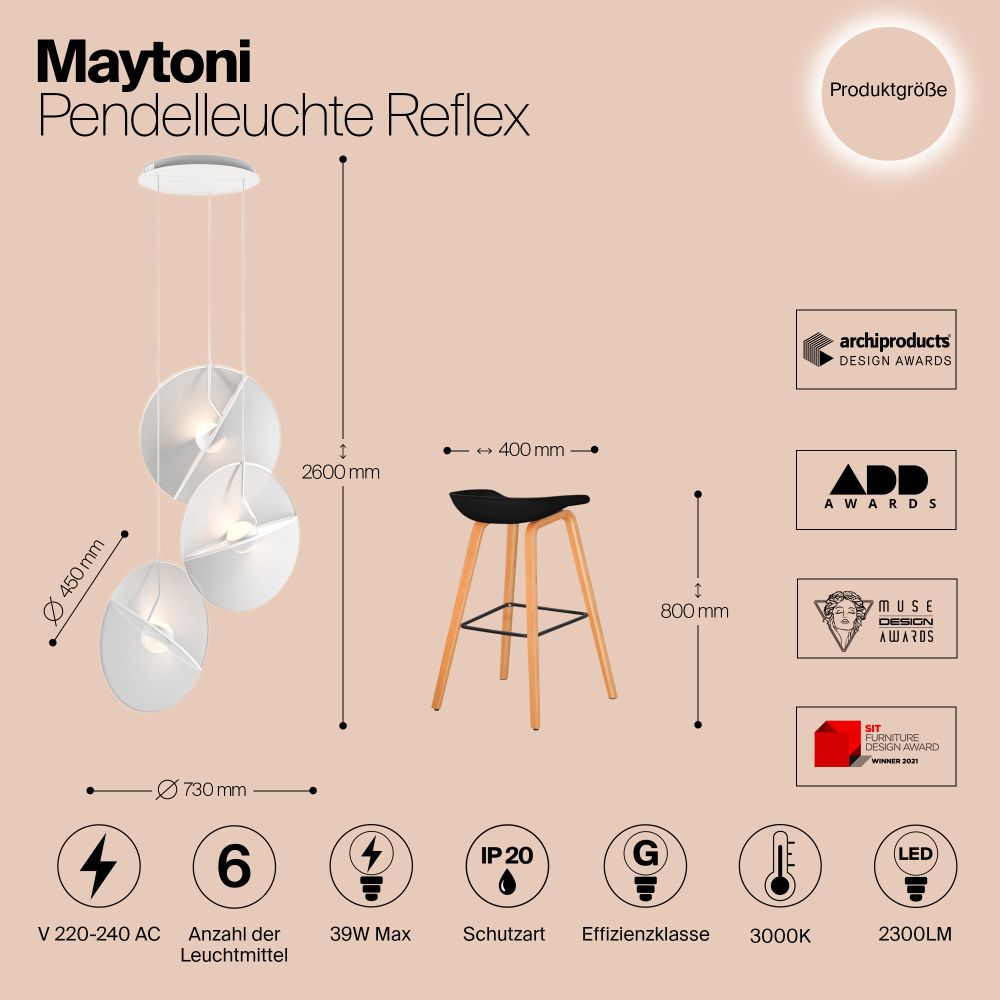 Подвесной светильник Maytoni Reflex MOD154PL-L6W3K1
