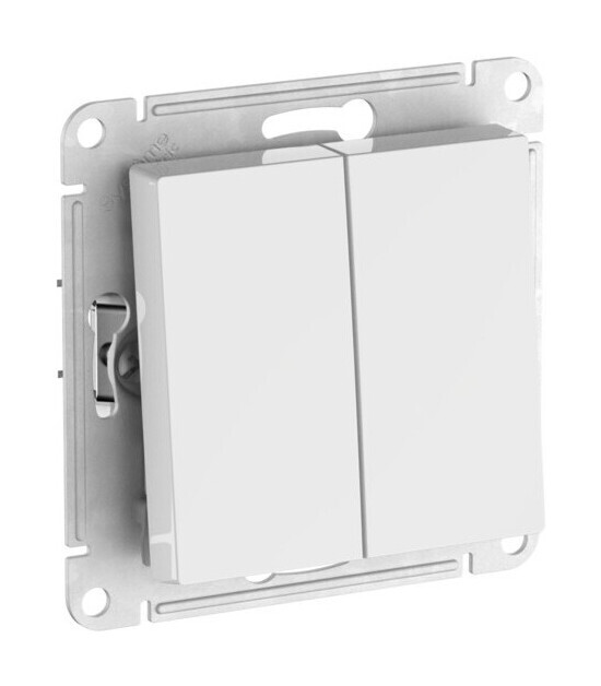 Выключатель 2-клавишный IP44, сх.6, 10АХ,мех., быстрозажим. клем. Systeme Electric AtlasDesign Aqua Белый ATN440151S