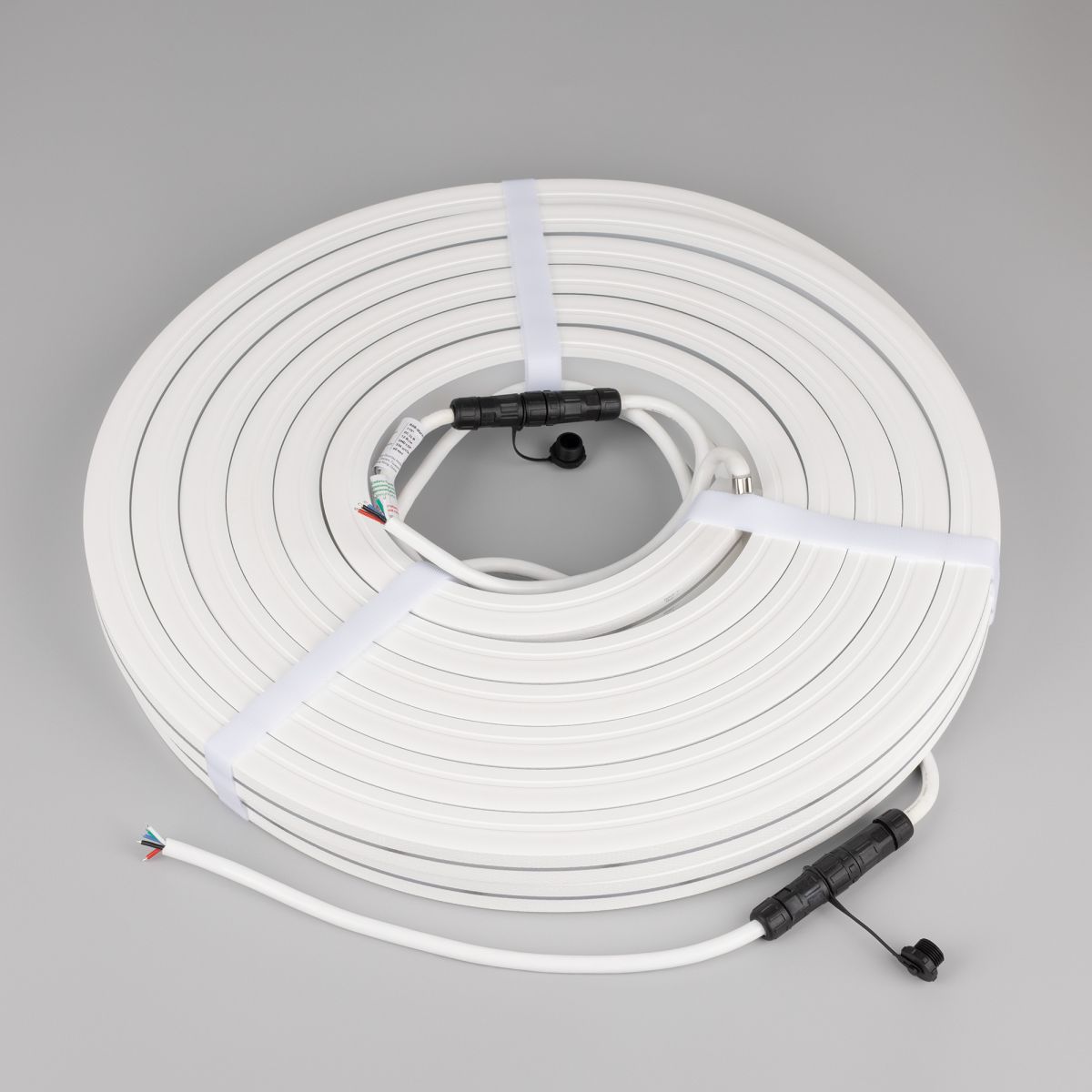 Светодиодная лента герметичная Arlight MOONLIGHT-PRO-TOP-X336-20x20mm 24V RGBW-Warm (12 W/m, IP67, 10m, wire x2) (Вывод боковой) 054988