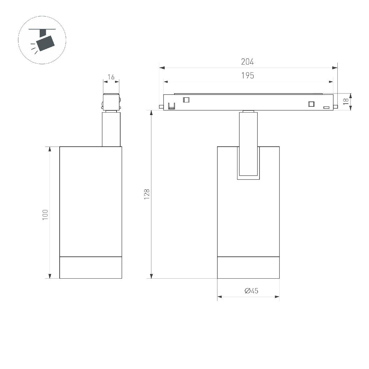 Трековый магнитный светильник на потолок Arlight MAG-ORIENT-SPOT-R45-12W Warm2700 (WH, 50 deg, 48V) 053724