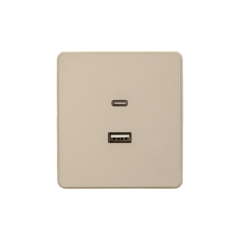 Розетка ROUND USB-A+Type-C 3А с функцией быстрой зарядки шелк KRANZ KR-78-0734-7