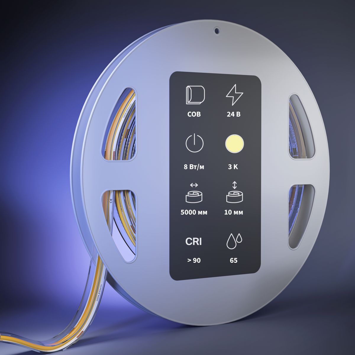 Светодиодная лента Maytoni Led Strip 24В COB 8Вт/м 3000К 5м IP 65 201298