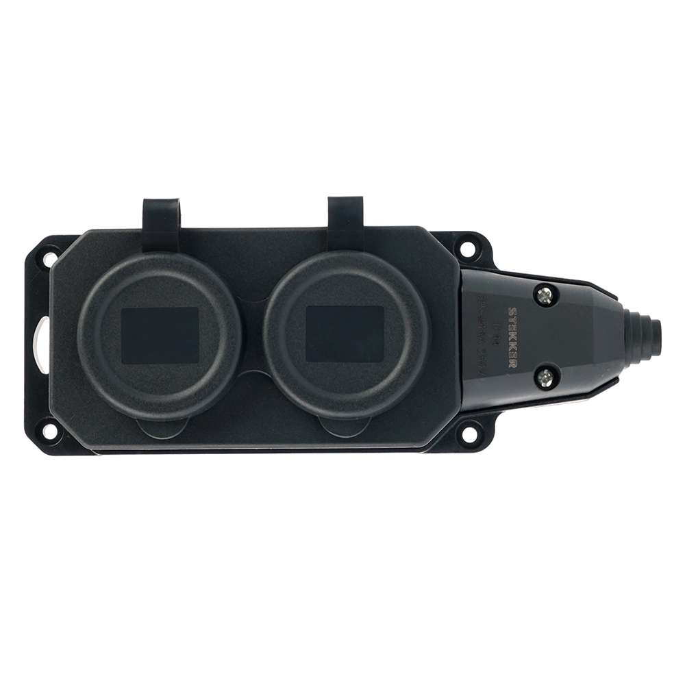 Розетка переносная 2-местная c/з Stekker RST16-2-44 250В 16А IP44 черный 50805