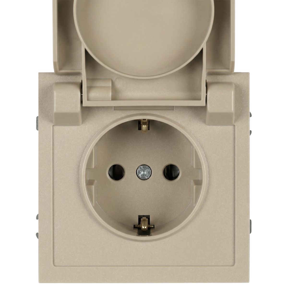 Розетка Эра Galaxy 15-2103-04 c заземлением 2P+E Schuko со шторками с крышкой 16А-250В IP20 шампань Б0070664