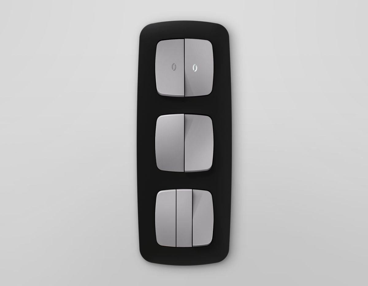 Комплект механизма 2-клавишного перекрестного выключателя Ambrella Volt 10A-250V OMEGA MO503030 Сталь матовый QUANT (OP5030, VM125)