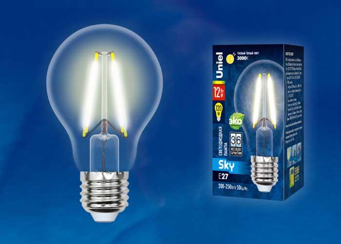 Лампа светодиодная филаментная (UL-00004865) Uniel E27 15W 4000K прозрачная LED-G95-15W/4000K/E27/CL PLS02WH