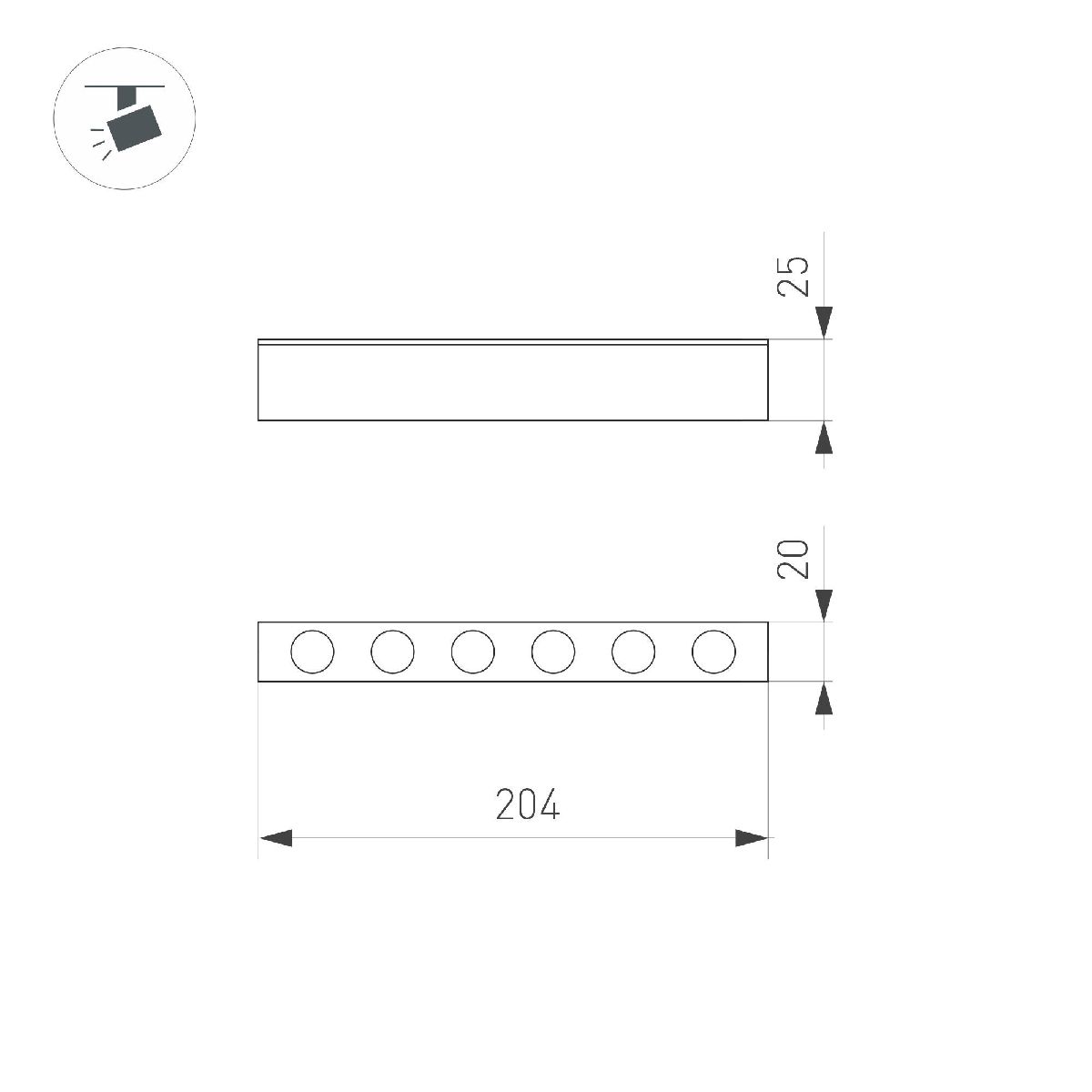 Трековый магнитный светильник Arlight MAG-DOTS-25-L200-6W Warm3000 053025