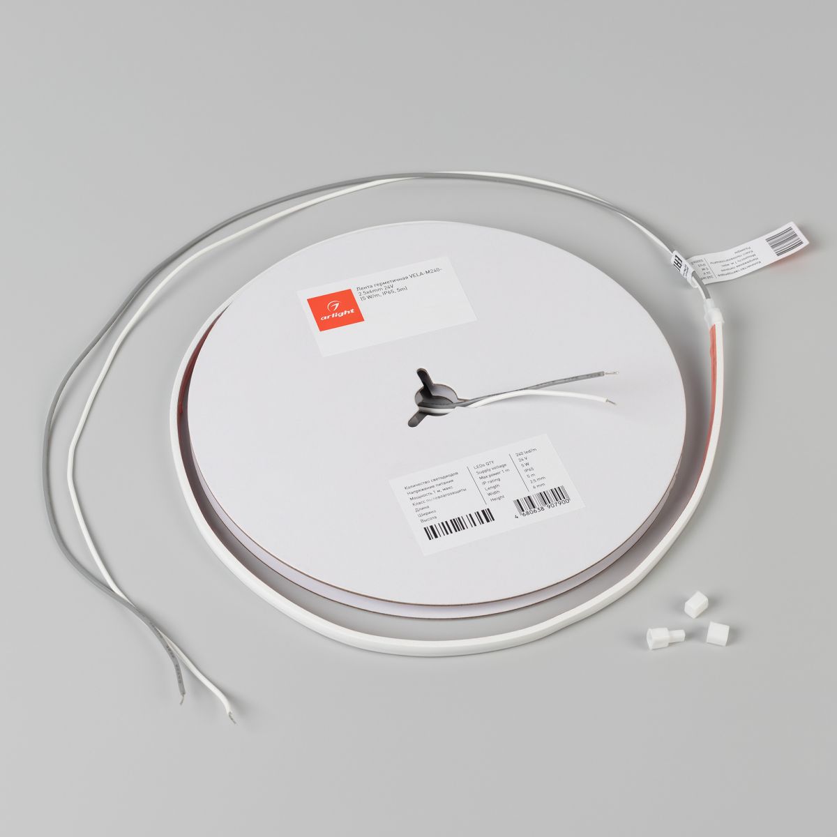 Светодиодная лента герметичная Arlight VELA-M240-2.5x6mm 24V Warm2700 (5 W/m, IP65, 5m) 053269