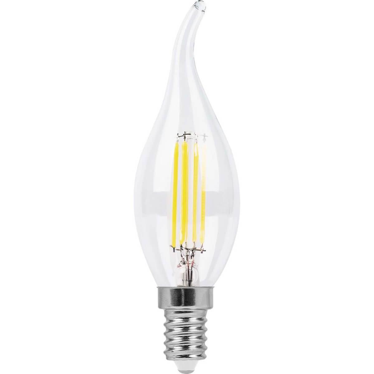 Лампа светодиодная филаментная Feron E14 7W 4000K Свеча Прозрачная LB-66 25780