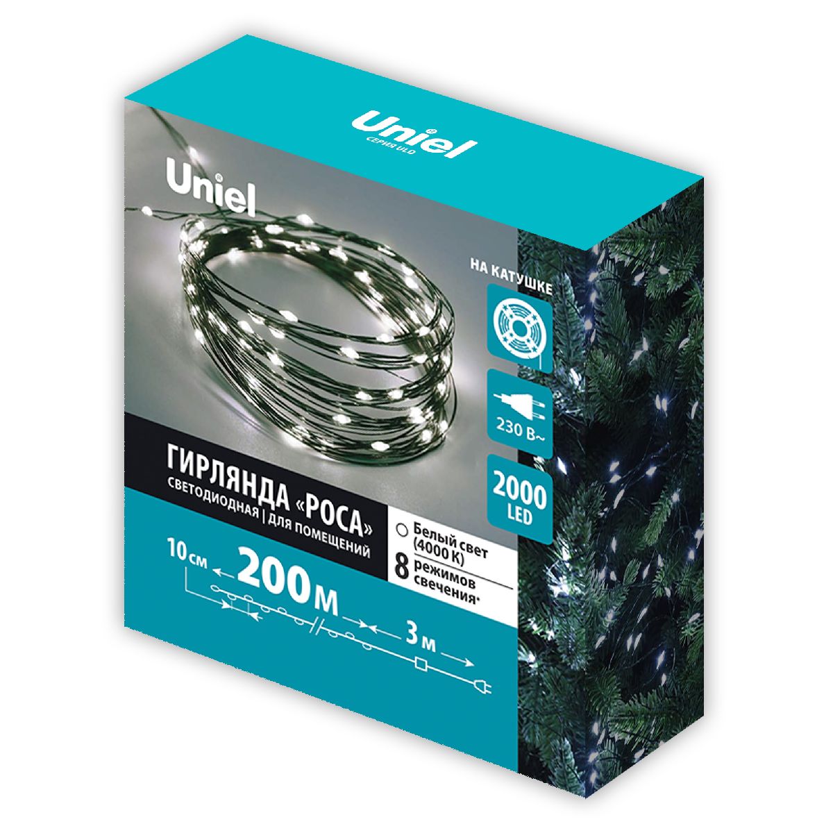 Гирлянда Роса Uniel ULD-S20000-2000/DGA WHITE IP20 DEW UL-00012091