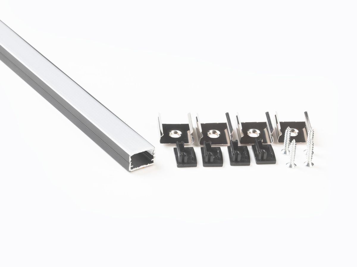 Профиль накладной LEDS POWER СПН1510 алюм. черный с призм.рассеивателем 2м 008387