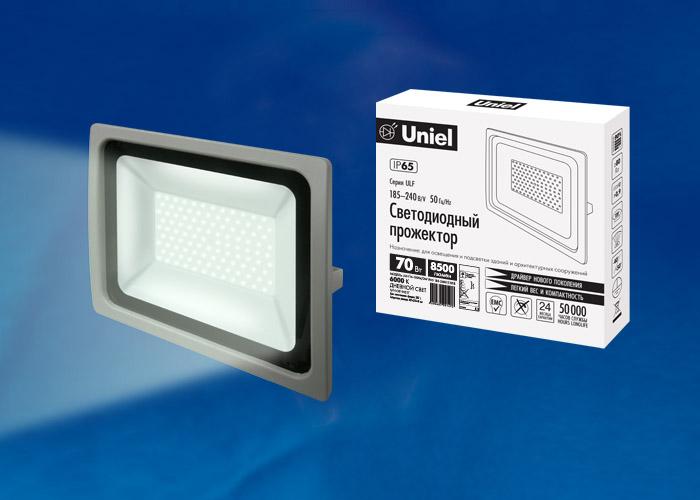 Прожектор светодиодный (UL-00002018) Uniel 70W 6500K ULF-F16-70W/DW IP65 185-240В Silver
