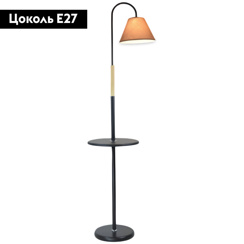 Торшер с полочкой Reluce 01719-2.6-01A BK