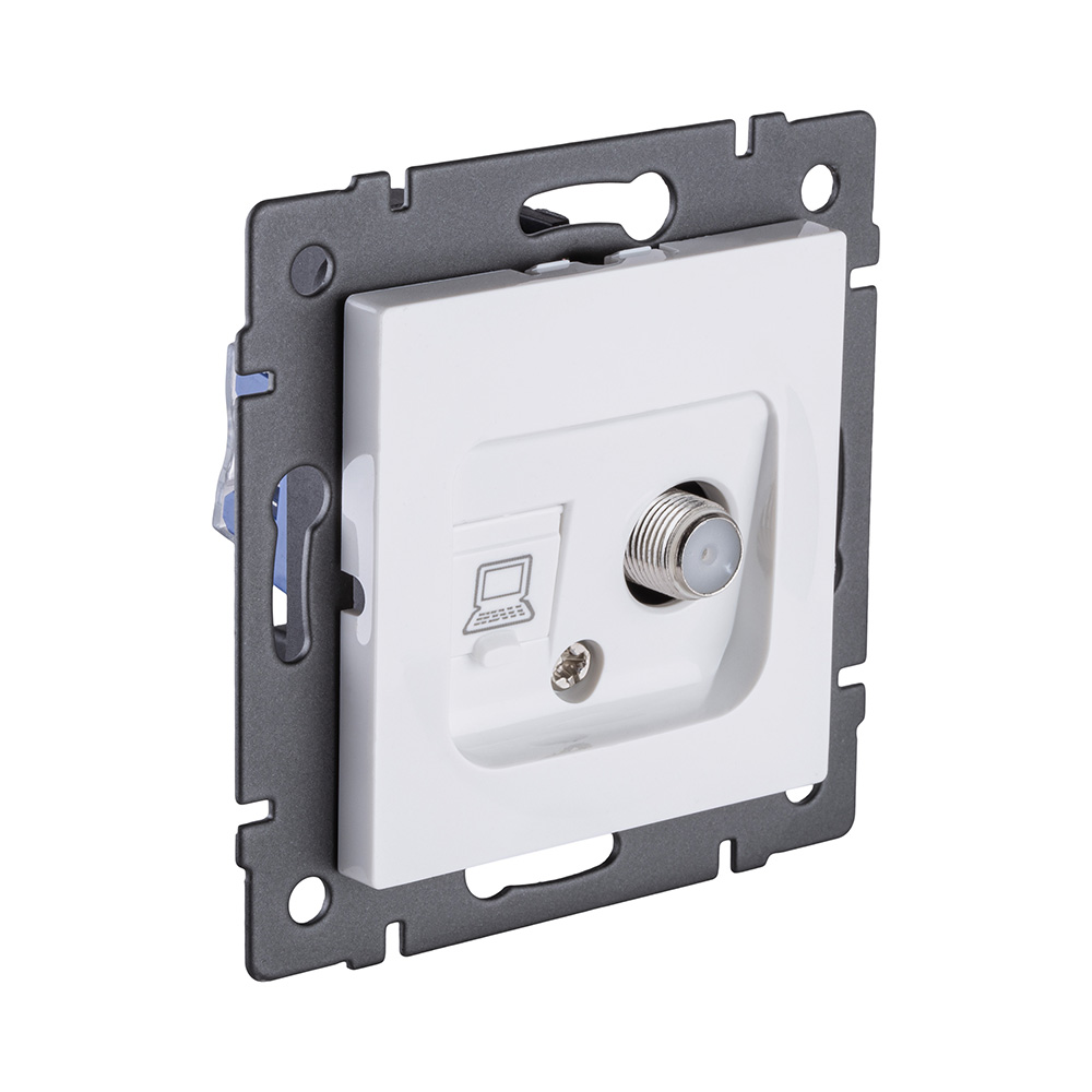Розетка двойная спутниковая SAT + RJ45 Cat.6, белый Kollinger REA-014WH для Aspekt, Eleganz, Reflex