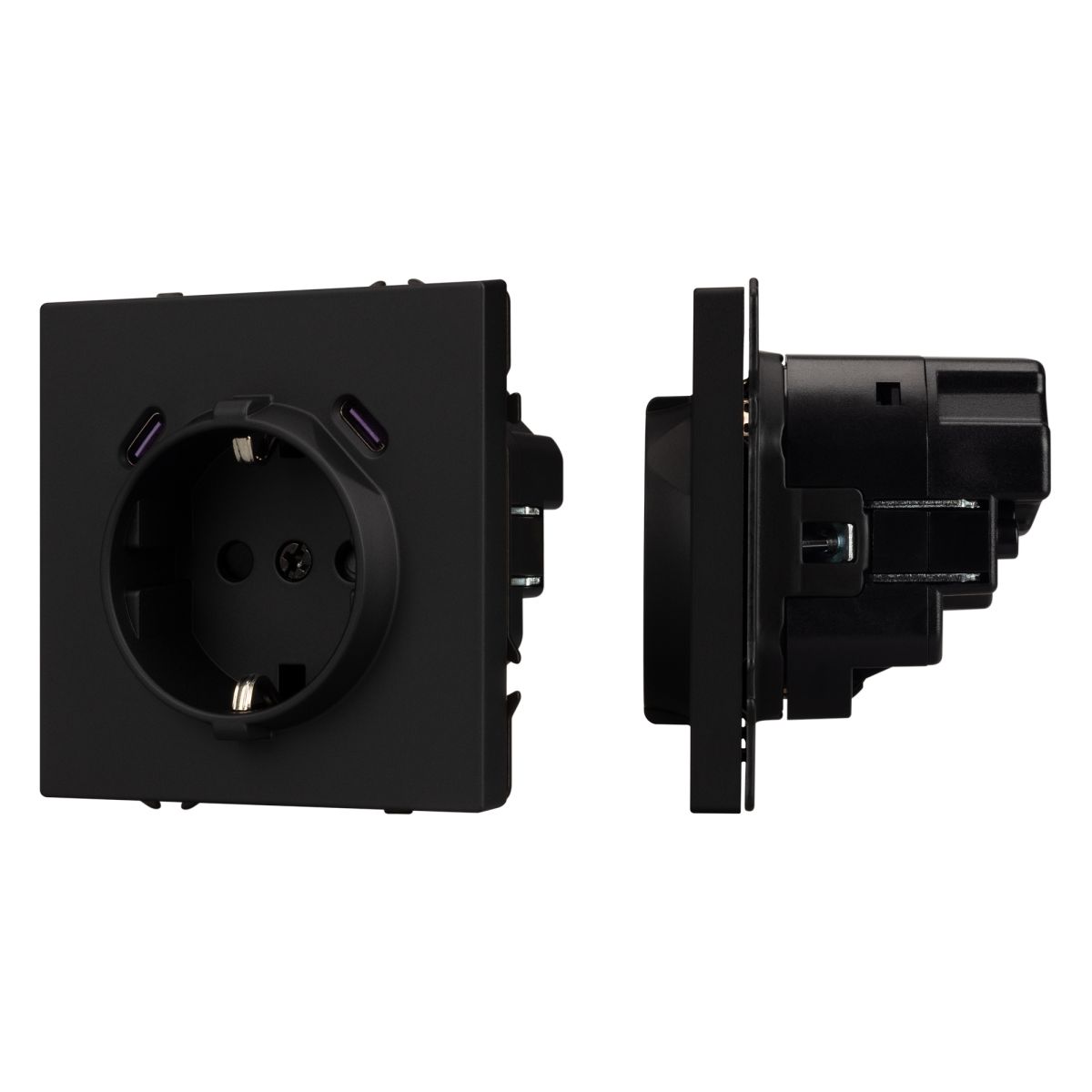 Розетка зк со шторками с USB тип C+С софт-тач черный оникс Arlight SCT-MUCC-SFPL-BK (250V, 16A) 061813(1)