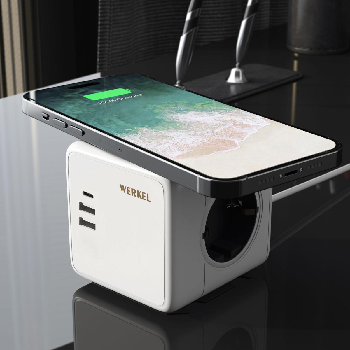 Розеточный блок 3-местный + 3 USB + беспроводная зарядка Werkel 4690389204265 W6513501 a066454
