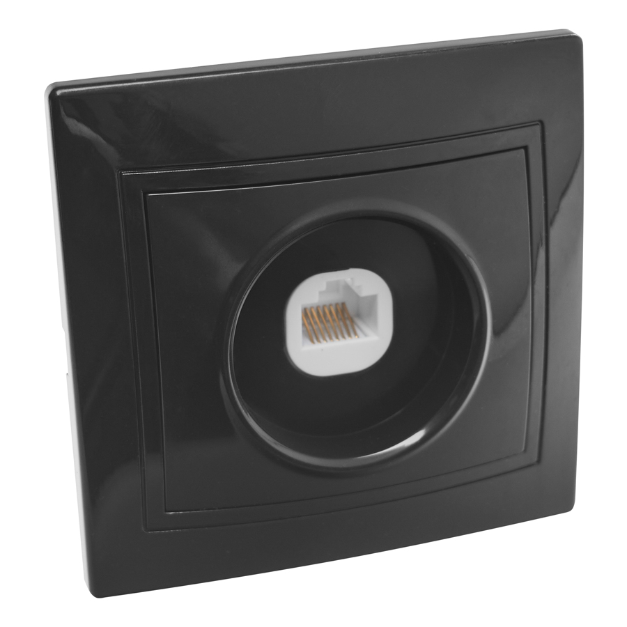 Розетка компьютерная RJ45 скрытой установки IP20, черная 