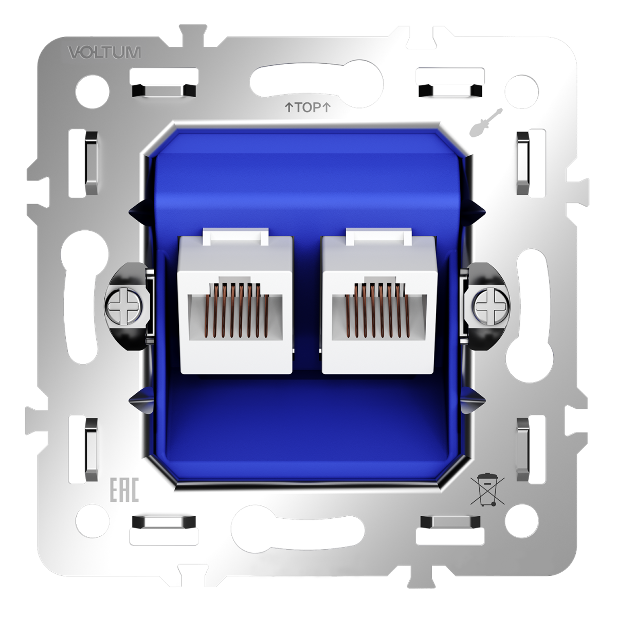 Механизм розетки компьютерной двойной RJ45+RJ45 кат.6 Voltum S70 VLS0602M