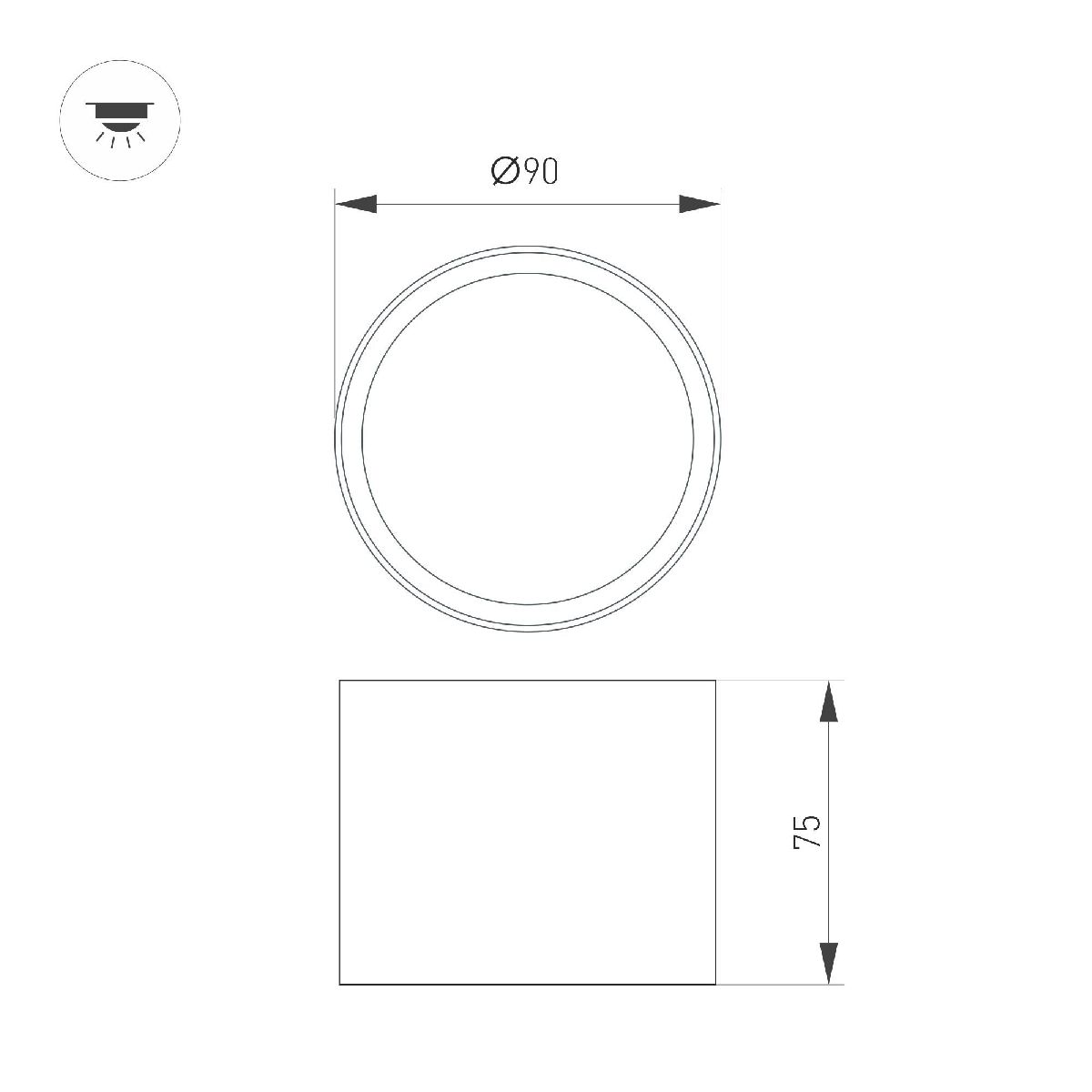 Накладной светильник Arlight SP-BISCOTTO-R90-8W Warm3300-MIX (WH-GD, 80 deg, 230V) 054912