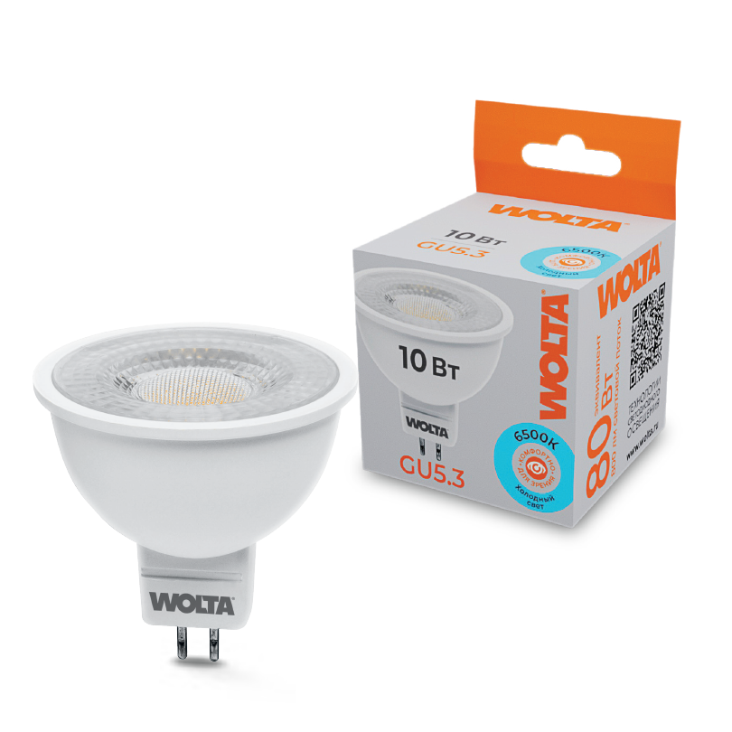 Светодиодная лампа WOLTA 10Вт 6500K GU5.3 матовая WSTD-MR16-220V10W6KGU5.3-L