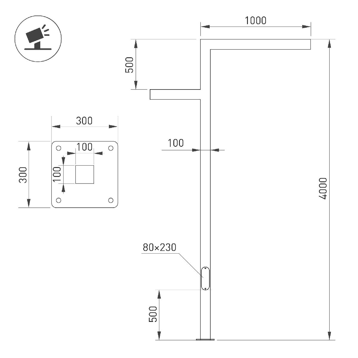 Опора Arlight OXOR-STER-Z-1600x100x100-L4000-100W Warm3000 051430