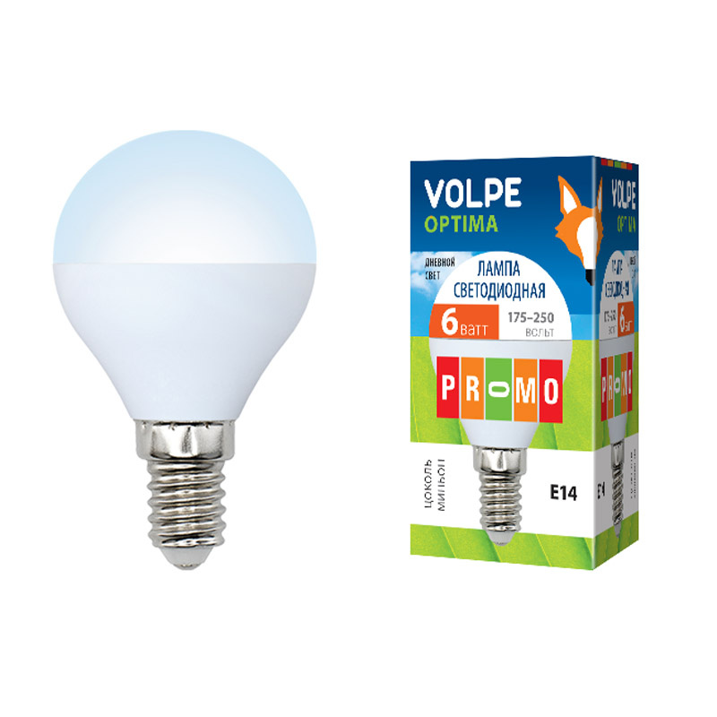 Лампа светодиодная (UL-00001071) Volpe E14 6W 6500K матовая LED-G45-6W/DW/E14/FR/O