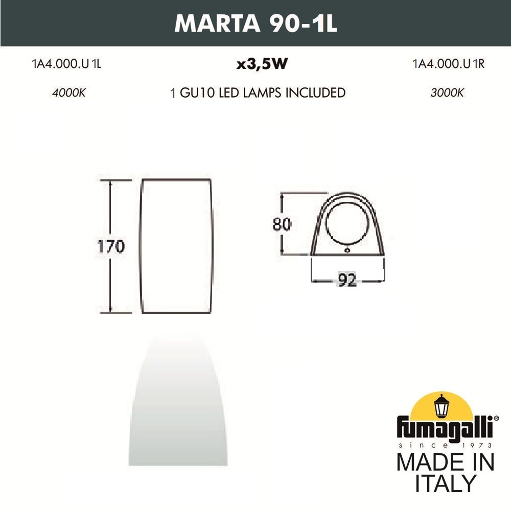 Фасадный светильник Fumagalli Marta 1A4.000.000.AXU1L