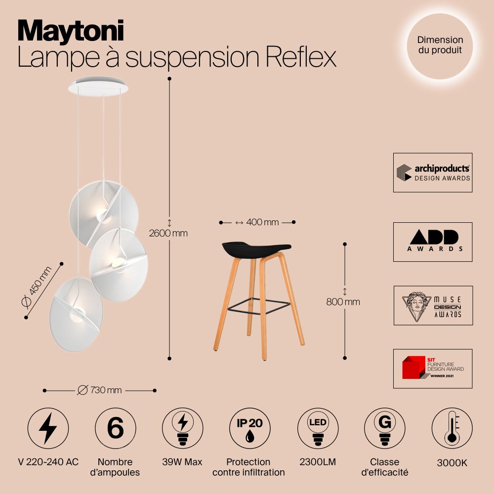 Подвесной светильник Maytoni Reflex MOD154PL-L6W3K1