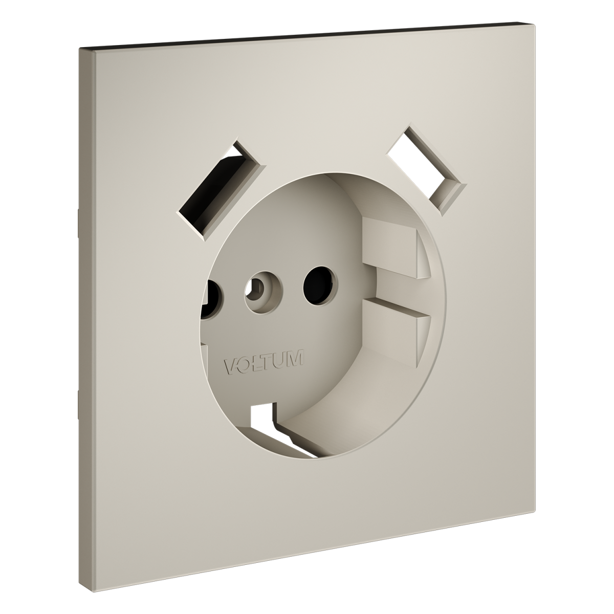 Накладка для розетки с заземлением и защитными шторками, с USB A+A Voltum S70 (кашемир) VLS000903