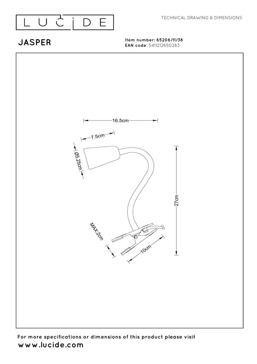 Настольная лампа Lucide Jasper 65206/11/38