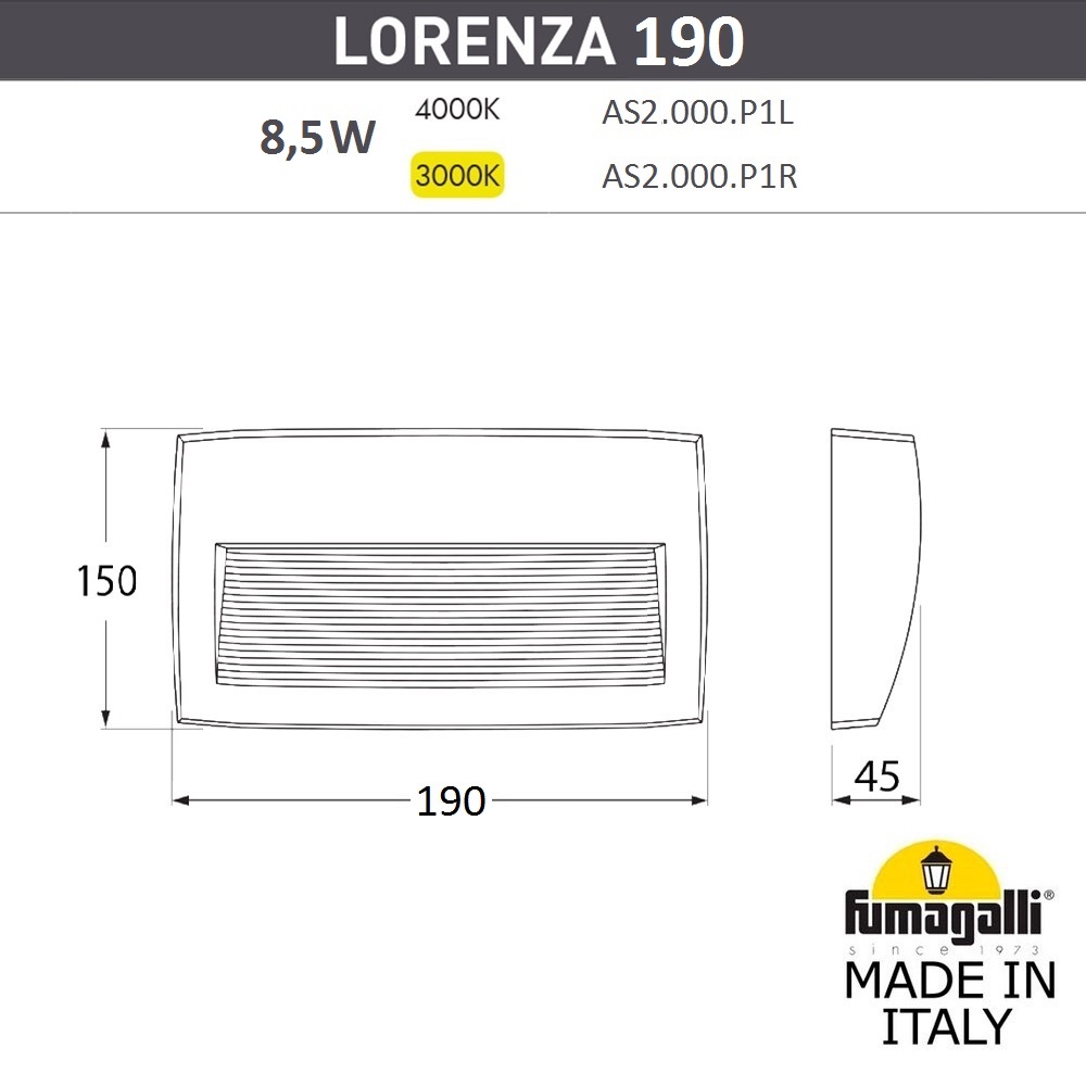 Светильник для подсветки лестниц Fumagalli Lorenza AS2.000.000.BXK1L