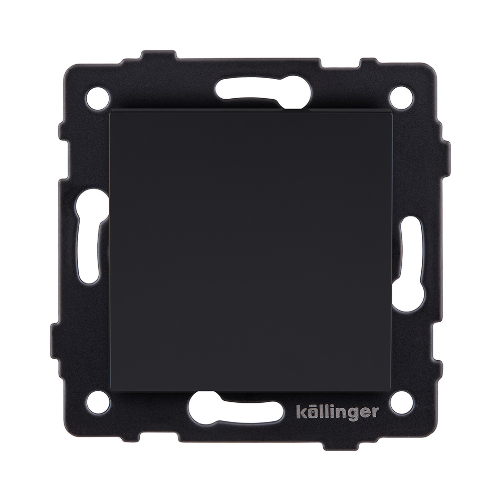 Выключатель 1-клавишный 10А/250В, черный матовый Kollinger REA-S-001BM для Aspekt, Eleganz, Reflex