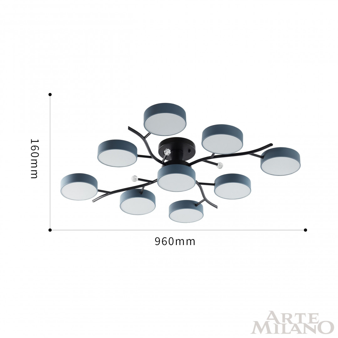 Потолочная люстра Arte Milano Ferrara 256606/8+1 Bk/Gr
