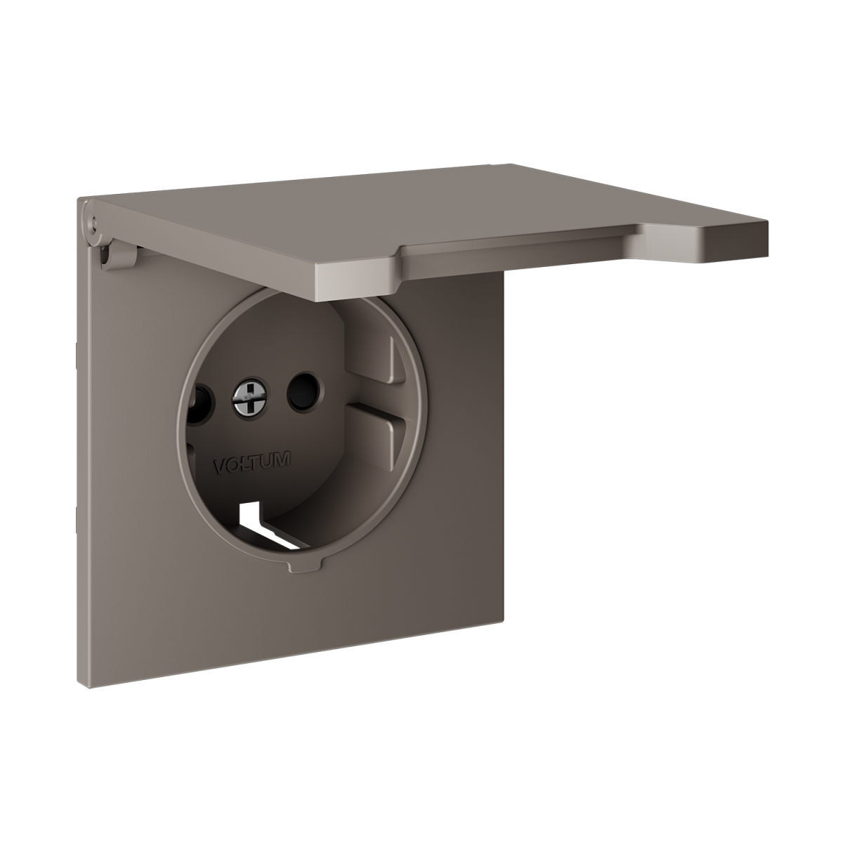 Накладка для розетки с заземлением, защитными шторками и крышкой Voltum S70 (капучино) VLS000814