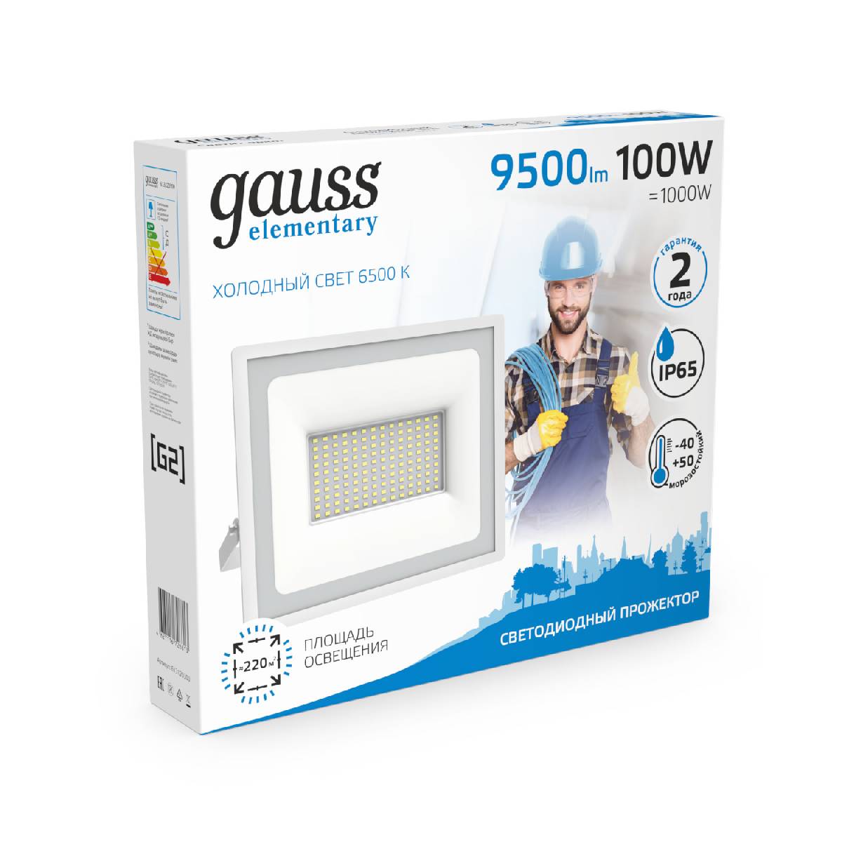 Прожектор светодиодный Gauss Slim 100W 6500К 613120300