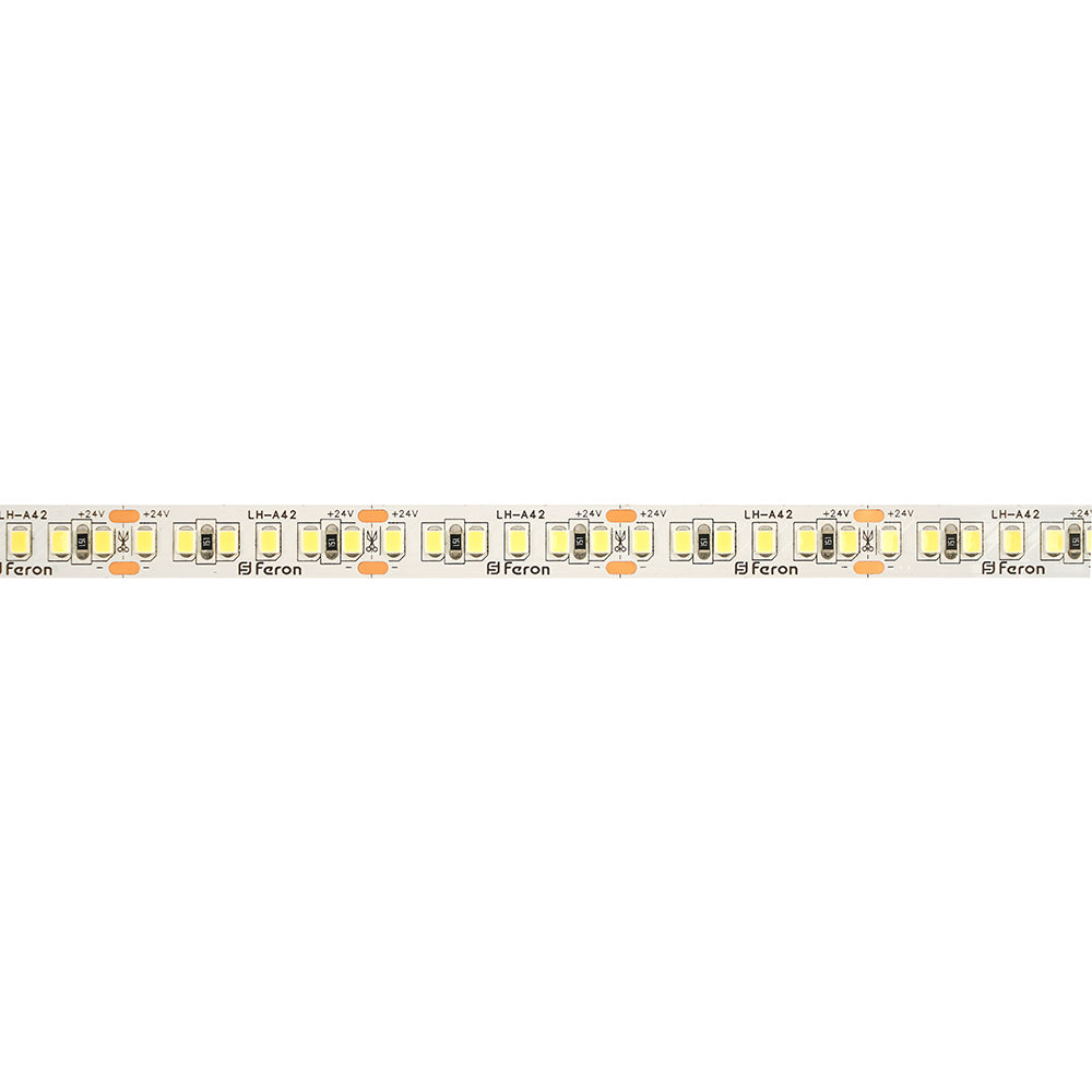 Светодиодная лента 24V Feron LS502, 180*SMD2835, 16W/m, IP20, 3000К (теплый белый) 53089