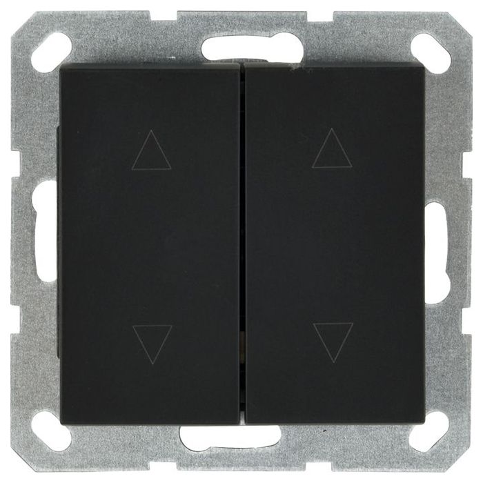 Выключатель двухклавишный Jasmart для жалюзи/штор в комплекте с накладкой 10A 250V черный матовый (soft touch) G3028PB