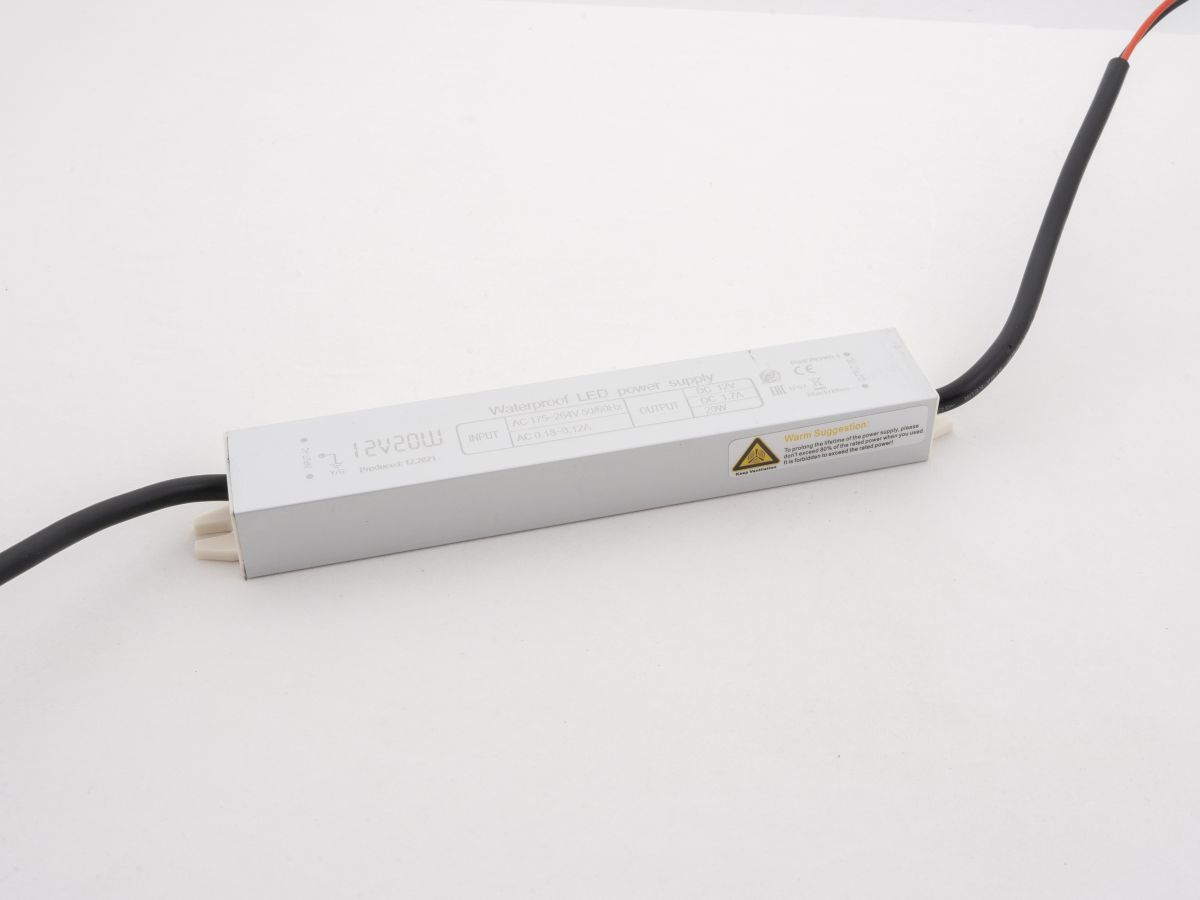 Блок питания LEDS POWER 20Вт 12В IP67 алюминий SLIM 005102