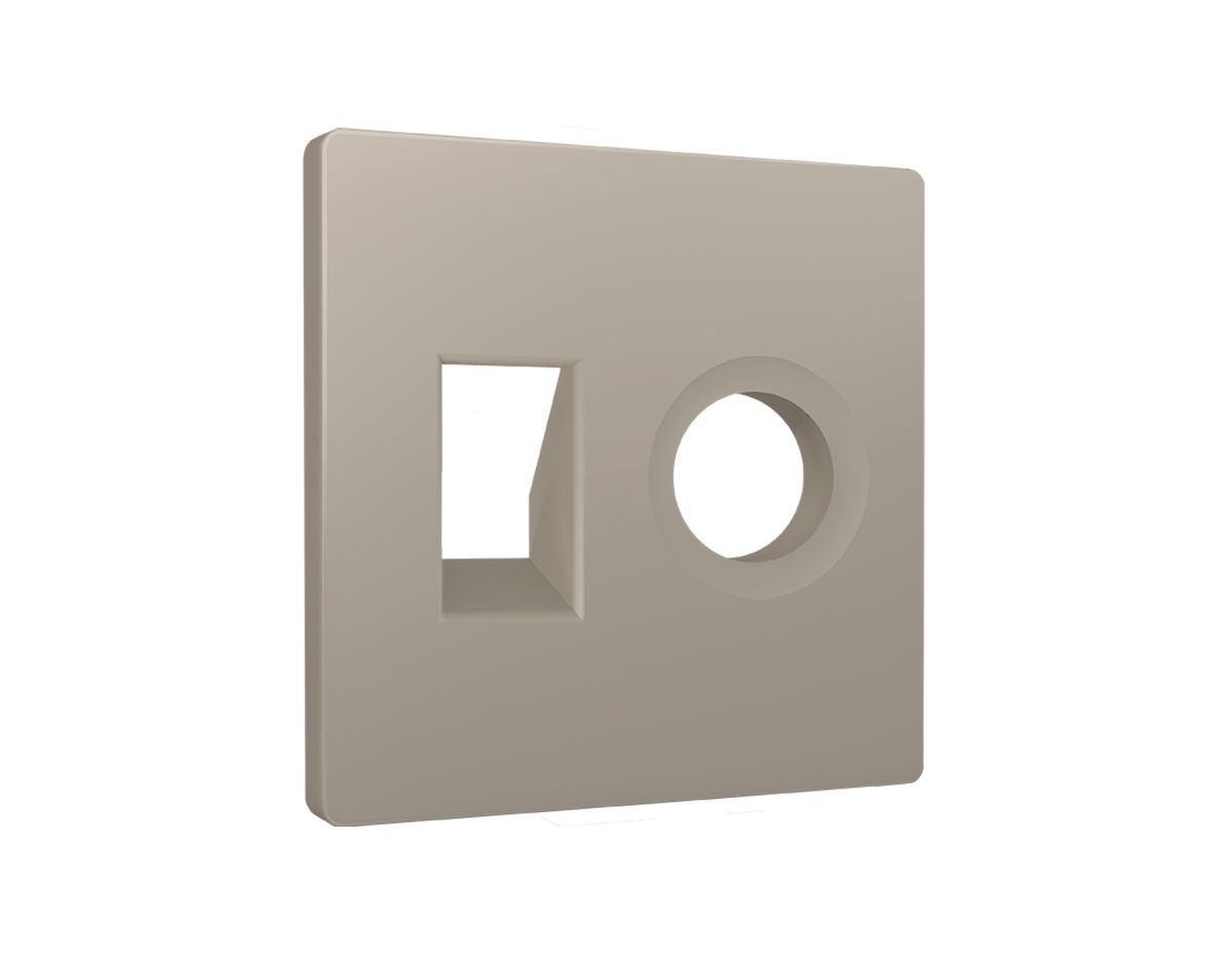 Лицевая панель Alfa (Серо-бежевый матовый) для компьютерной/телефонной + TV розетки RJ-45/RJ-11 Quant Ambrella Volt AP3725
